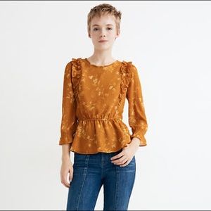 Madewell ruffle shoulder peplum top